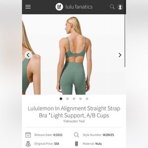 LULULEMON IN ALIGNMENT SPORTS BRA - rare tidewater teal